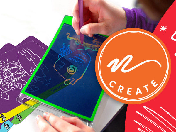 Overhead view child drawing on Magic Sketch - Create Logo