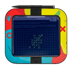 Dash™ Kids Drawing Kit front view with Five in a Row game template shown
