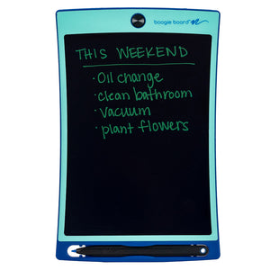 Jot™ Writing Tablet Bahama Blue front view with writing on screen