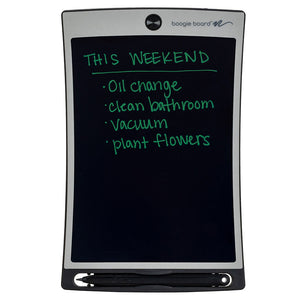 Jot™ Writing Tablet Lunar Gray front view with writing on screen