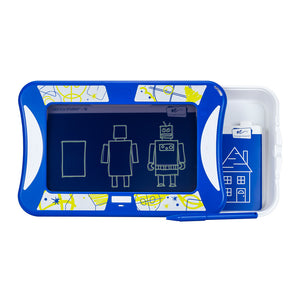 Sketch Studio Kids Drawing Kit overhead view with templates inside storage case